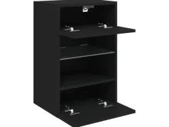 vidaXL TV-Wandschrank mit LED-Leuchten Schwarz 40x30x60,5 cm