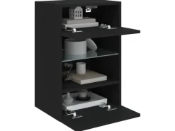 vidaXL TV-Wandschrank mit LED-Leuchten Schwarz 40x30x60,5 cm