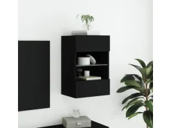 vidaXL TV-Wandschrank mit LED-Leuchten Schwarz 40x30x60,5 cm