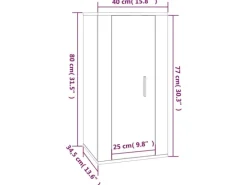 vidaXL TV-Wandschrank Schwarz 40x34,5x80 cm