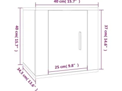 vidaXL TV-Wandschrank Schwarz 40x34,5x40 cm