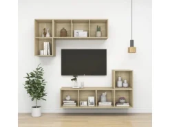 vidaXL TV-Wandschrank Sonoma-Eiche 37x37x142,5 cm Holzwerkstoff
