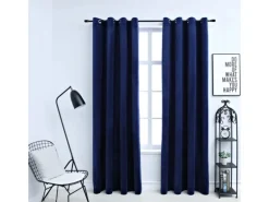 vidaXL Verdunkelungsvorhänge mit Ösen 2 Stk Samt Dunkelblau 140x245cm