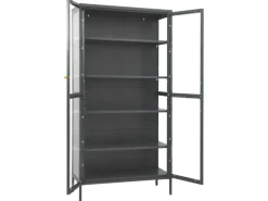 vidaXL Vitrine Anthrazit 90x40x180 cm Stahl und Gehärtetes Glas