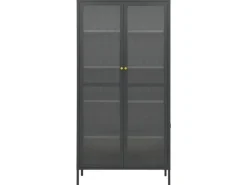 vidaXL Vitrine Anthrazit 90x40x180 cm Stahl und Gehärtetes Glas