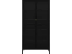 vidaXL Vitrine Schwarz 90x40x180 cm Stahl und Gehärtetes Glas