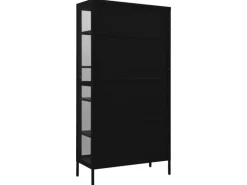 vidaXL Vitrine Schwarz 90x40x180 cm Stahl und Gehärtetes Glas