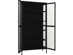 vidaXL Vitrine Schwarz 90x40x180 cm Stahl und Gehärtetes Glas