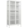 vidaXL Vitrine Weiß 90x40x180 cm Stahl und Gehärtetes Glas
