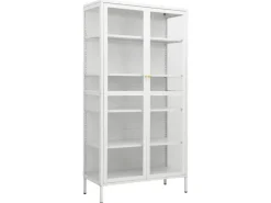 vidaXL Vitrine Weiß 90x40x180 cm Stahl und Gehärtetes Glas