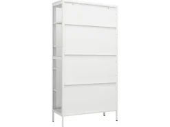 vidaXL Vitrine Weiß 90x40x180 cm Stahl und Gehärtetes Glas