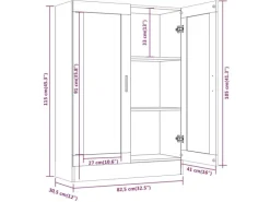 vidaXL Vitrinenschrank Grau Sonoma 82,5x30,5x115 cm Holzwerkstoff