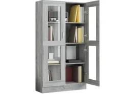vidaXL Vitrinenschrank Grau Sonoma 82,5x30,5x150 cm Holzwerkstoff