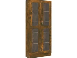 vidaXL Vitrinenschrank Räuchereiche 82,5x30,5x185,5 cm Holzwerkstoff