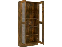vidaXL Vitrinenschrank Räuchereiche 82,5x30,5x185,5 cm Holzwerkstoff