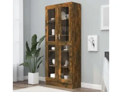 vidaXL Vitrinenschrank Räuchereiche 82,5x30,5x185,5 cm Holzwerkstoff
