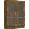 vidaXL Vitrinenschrank Räuchereiche 82,5x30,5x115 cm Holzwerkstoff