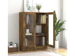 vidaXL Vitrinenschrank Räuchereiche 82,5x30,5x115 cm Holzwerkstoff