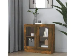 vidaXL Vitrinenschrank Räuchereiche 82,5x30,5x80 cm Holzwerkstoff