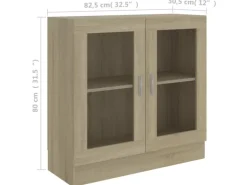 vidaXL Vitrinenschrank Sonoma-Eiche 82,5x30,5x80 cm Holzwerkstoff