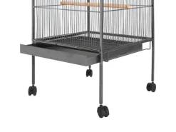 vidaXL Vogelkäfig mit Dach Stahl Schwarz 66x66x155 cm
