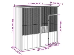 vidaXL Voliere Anthrazit 215x78x200 cm Verzinkter Stahl