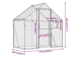 vidaXL Voliere Anthrazit 179x100x185 cm Aluminium