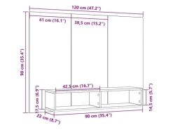 vidaXL Wand TV Schrank Altholz 120 x 23,5 x 90 cm Holzwerkstoff 875185