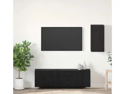 vidaXL Wand TV Schrank Schwarz Eichen-Optik 30,5 x 30 x 60 cm 875069