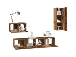 vidaXL Wand TV Schrank Set 4-Tlg Altholz 200 x 30 x 30 cm Holzwerkstoff 3393465