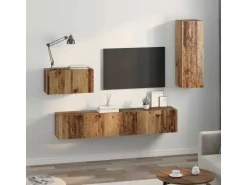 vidaXL Wand TV Schrank Set 4-Tlg Altholz 200 x 30 x 30 cm Holzwerkstoff 3393465