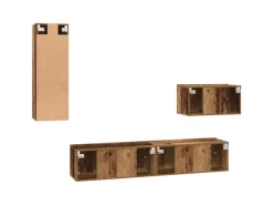 vidaXL Wand TV Schrank Set 4-Tlg Altholz 200 x 30 x 30 cm Holzwerkstoff 3393465