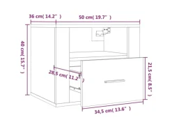 vidaXL Wand-Nachttisch Betongrau 50x36x40 cm