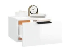 vidaXL Wand-Nachttisch Hochglanz-Weiß 34x30x20 cm