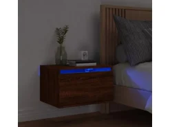 vidaXL Wand-Nachttisch mit LED-Leuchten Braun Eichen-Optik Modell 4