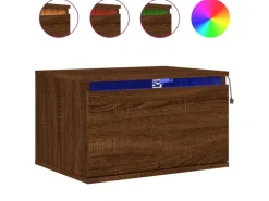 vidaXL Wand-Nachttisch mit LED-Leuchten Braun Eichen-Optik Modell 4