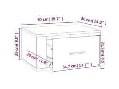 vidaXL Wand-Nachttisch Räuchereiche 50x36x25 cm