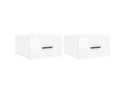vidaXL Wand-Nachttische 2 Stk Hochglanz-Weiß 35x35x20 cm Modell 7