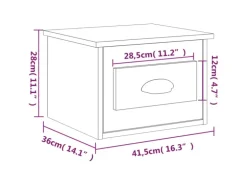 vidaXL Wand-Nachttische 2 Stk Sonoma-Eiche 41,5x36x28 cm