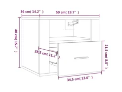 vidaXL Wand-Nachttische 2 Stk Hochglanz-Weiß 50x36x40 cm