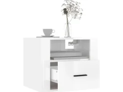 vidaXL Wand-Nachttische 2 Stk Hochglanz-Weiß 50x36x40 cm