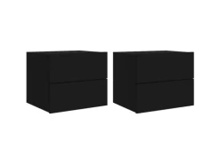 vidaXL Wand-Nachttische mit LED-Leuchten 2 Stk Schwarz Modell 5