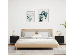 vidaXL Wand-Nachttische mit LED-Leuchten 2 Stk Schwarz Modell 5