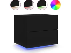 vidaXL Wand-Nachttische mit LED-Leuchten 2 Stk Schwarz Modell 5