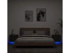 vidaXL Wand-Nachttische mit LED-Leuchten 2 Stk Schwarz Modell 5