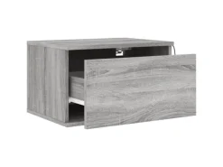 vidaXL Wand-Nachttische mit LED-Leuchten 2 Stk Grau Sonoma Modell 4