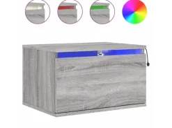 vidaXL Wand-Nachttische mit LED-Leuchten 2 Stk Grau Sonoma Modell 4