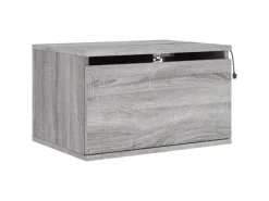 vidaXL Wand-Nachttische mit LED-Leuchten 2 Stk Grau Sonoma Modell 4