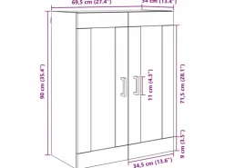 vidaXL Wandschrank Artisan-Eiche 69,5 x 34 x 90 cm Holzwerkstoff 882431