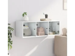 vidaXL Wandschrank mit Glastüren Weiß 102x37x35 cm